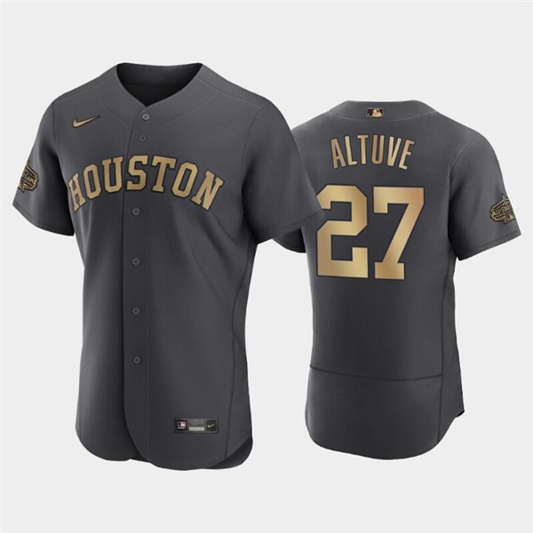 Men's Houston Astros #27 Jose Altuve Charcoal 2022 All-Star Flex Base Stitched Baseball Jersey